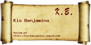 Kis Benjamina névjegykártya